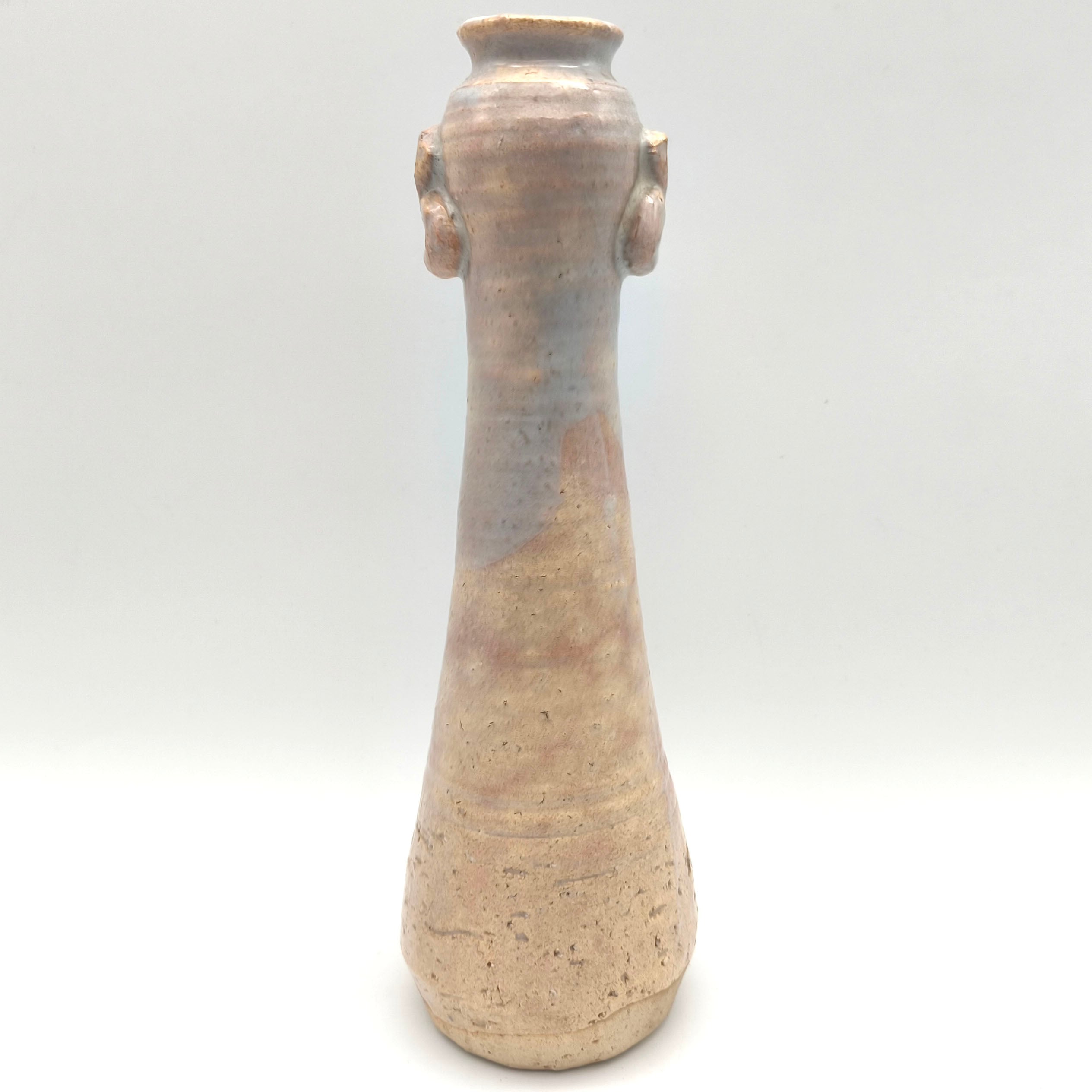 美品　陶芸　萩焼　大和萬山窯　花瓶　焼物　共箱付き　陶器　フラワーベース　優しい フラワーベース 萩焼 花器 萩焼 花瓶 高さ 約27cm 花入 フラワーベース 壺