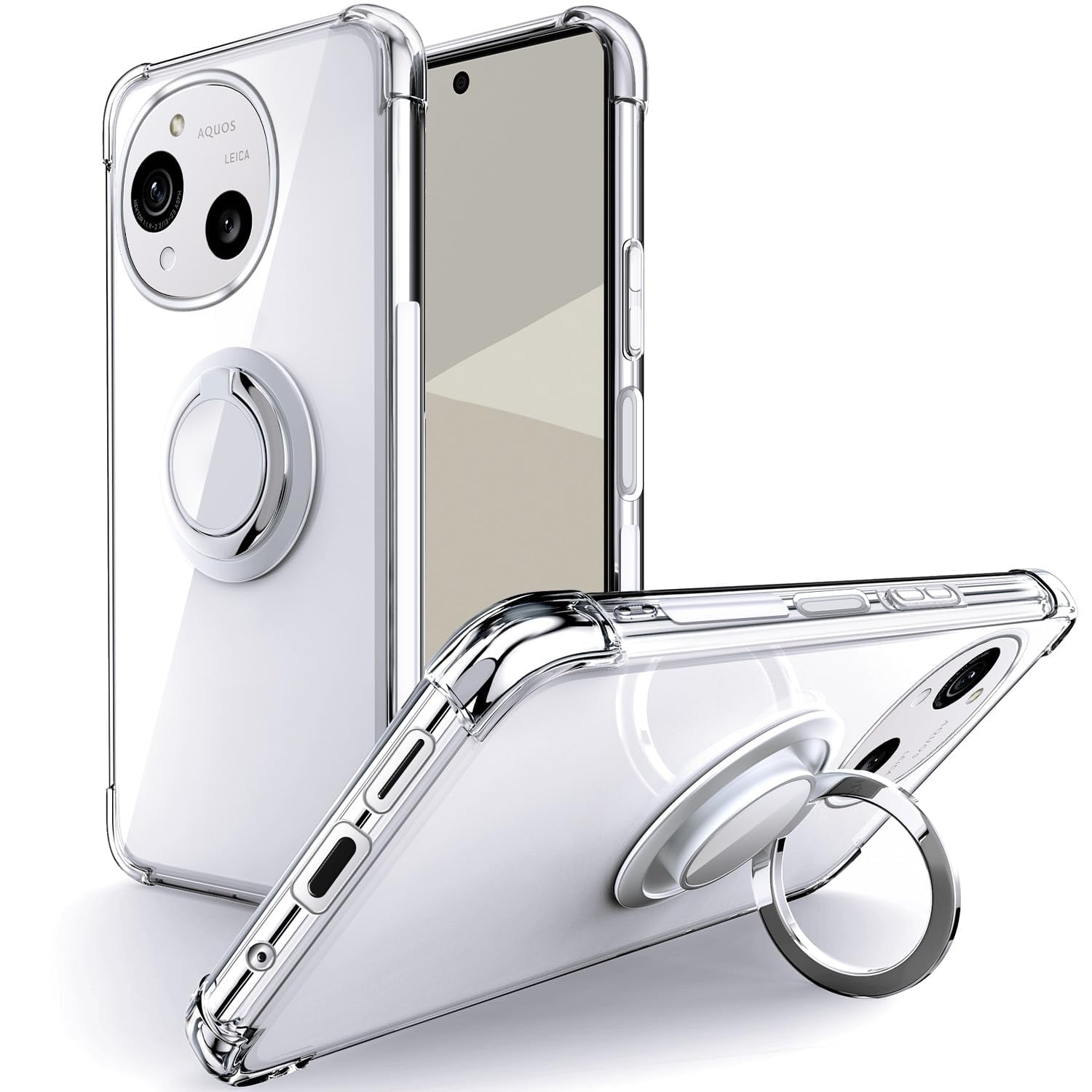 SHIELDS UP 互換性 AQUOS R9用 AQUOS R10用 SH-51E SH-51F ケース リング付き スタンド機能 -クリア