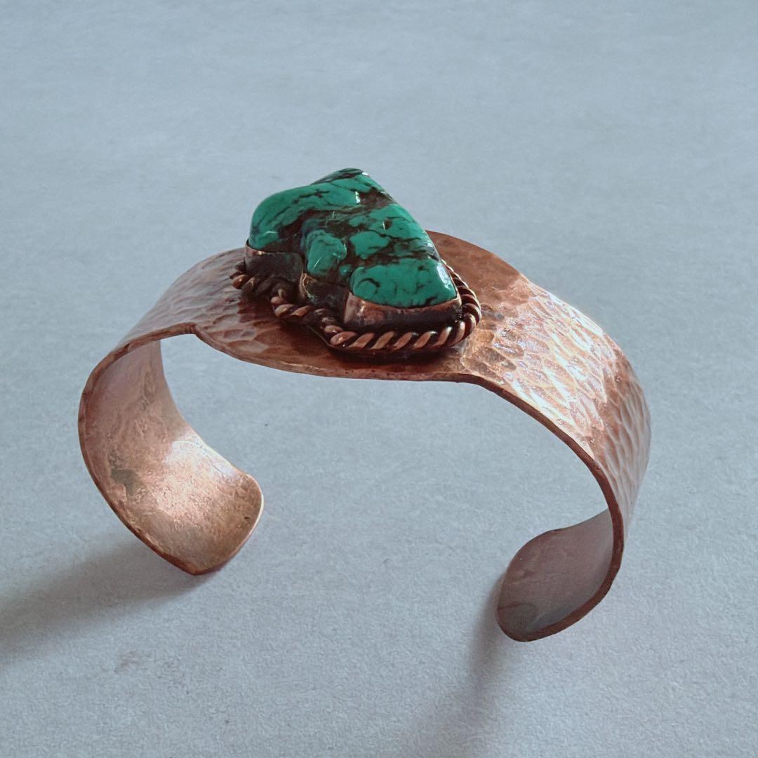 【J394】ヴィンテージ ターコイズ 銅 COPPER バングル
