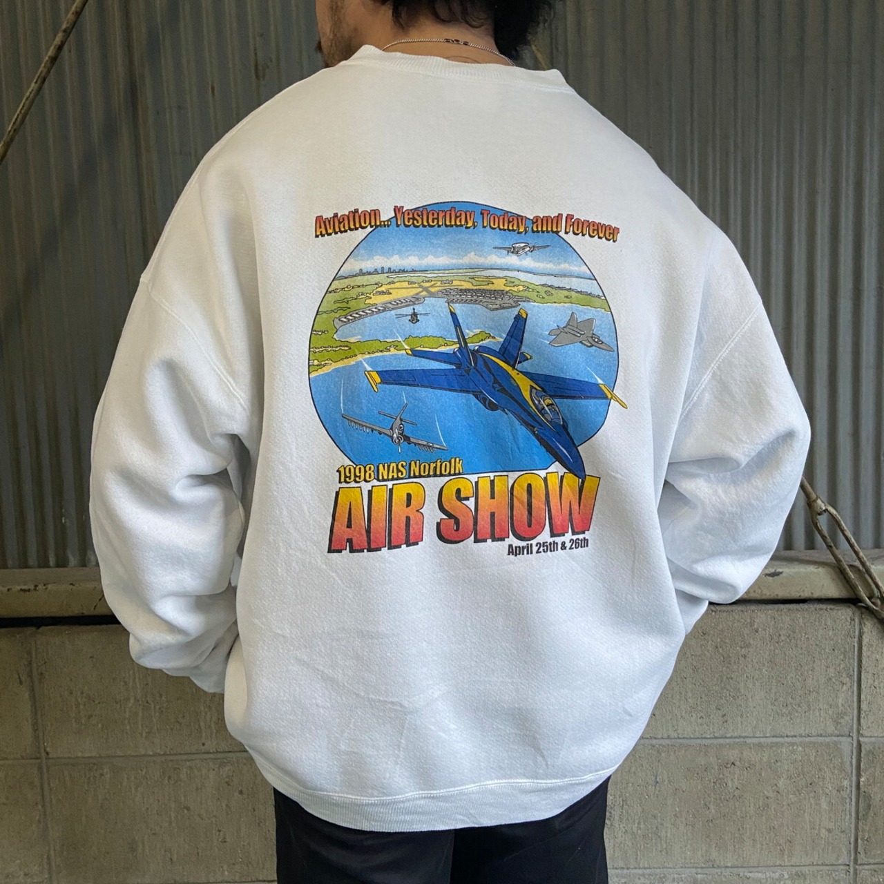 ビッグサイズ 90年代 USA製 NAS NORFOLK AIR SHOW プリント スウェット 