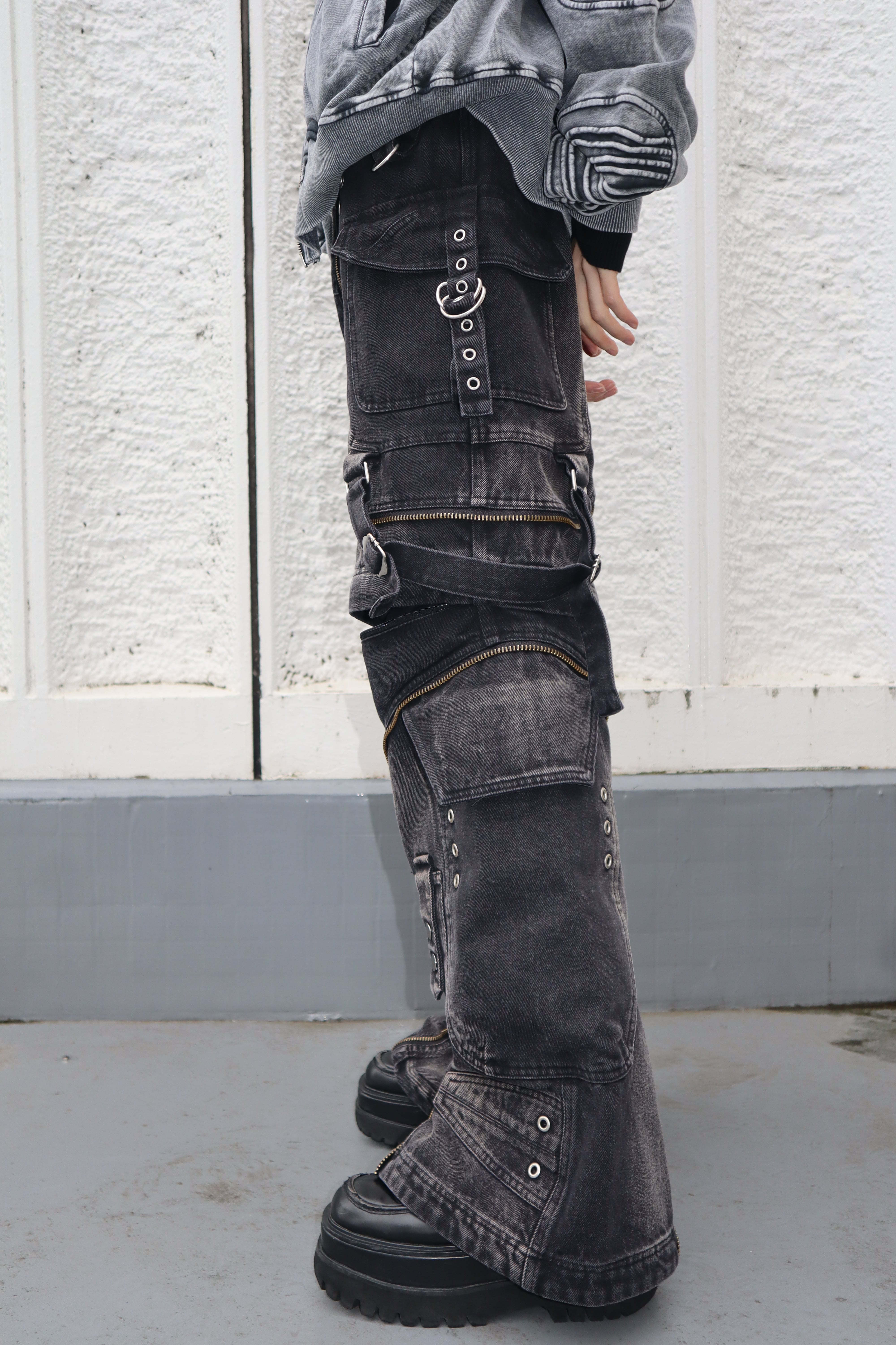 2way デニムZIPカーゴパンツ グランジ サブカル ストリート | 韓国系