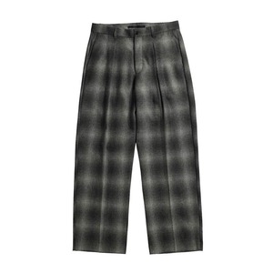 RE:NEWOOL OMBRE CHECK  TUCK PT-LONG / RE:NEWOOLオンブレタックパンツ(GRAY)