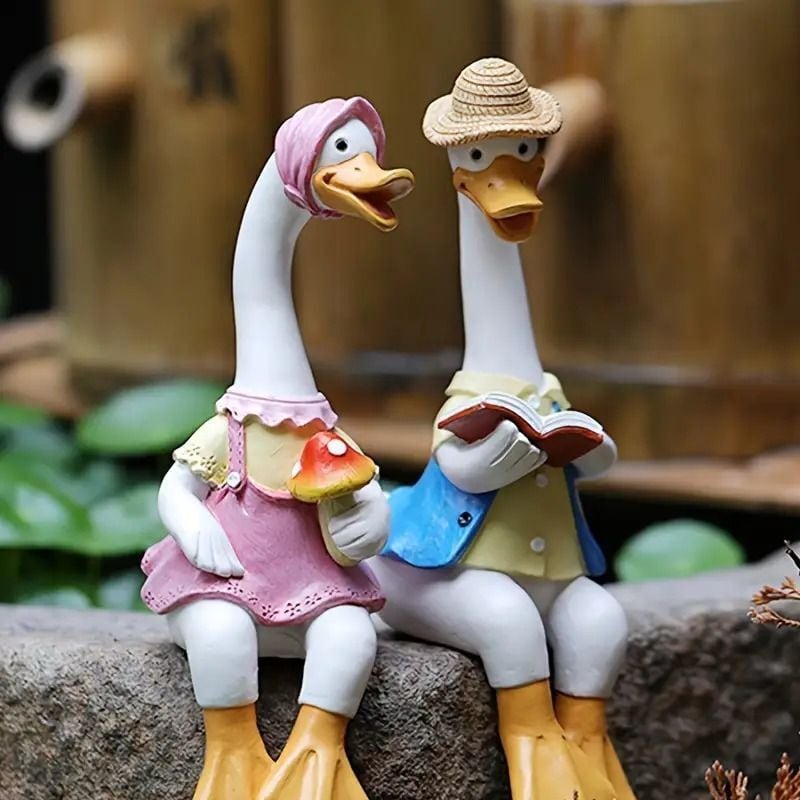 動物 アニマル カップル アヒル 置物 可愛い ガーデニング 園芸 園芸