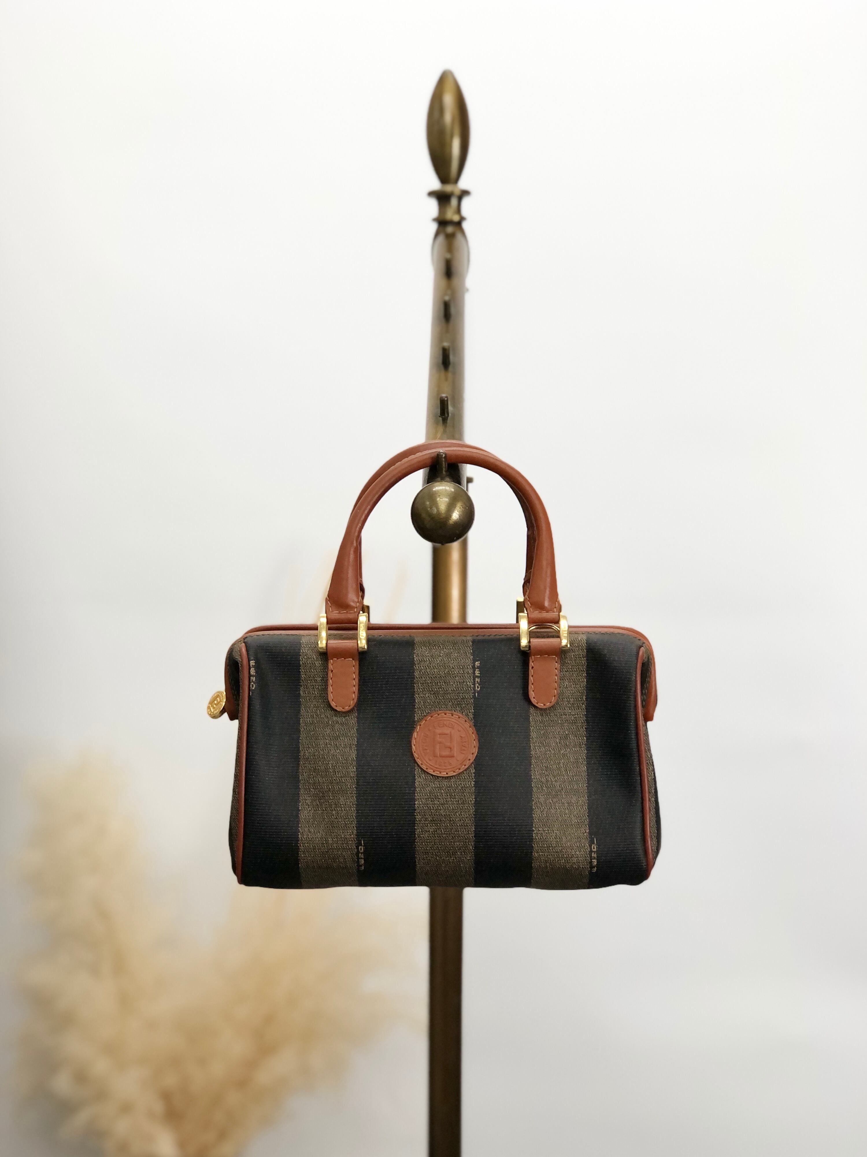 FENDI フェンディ ペカン ハンドバッグ ブラウン FFロゴ PVC 2WAY ミニ 