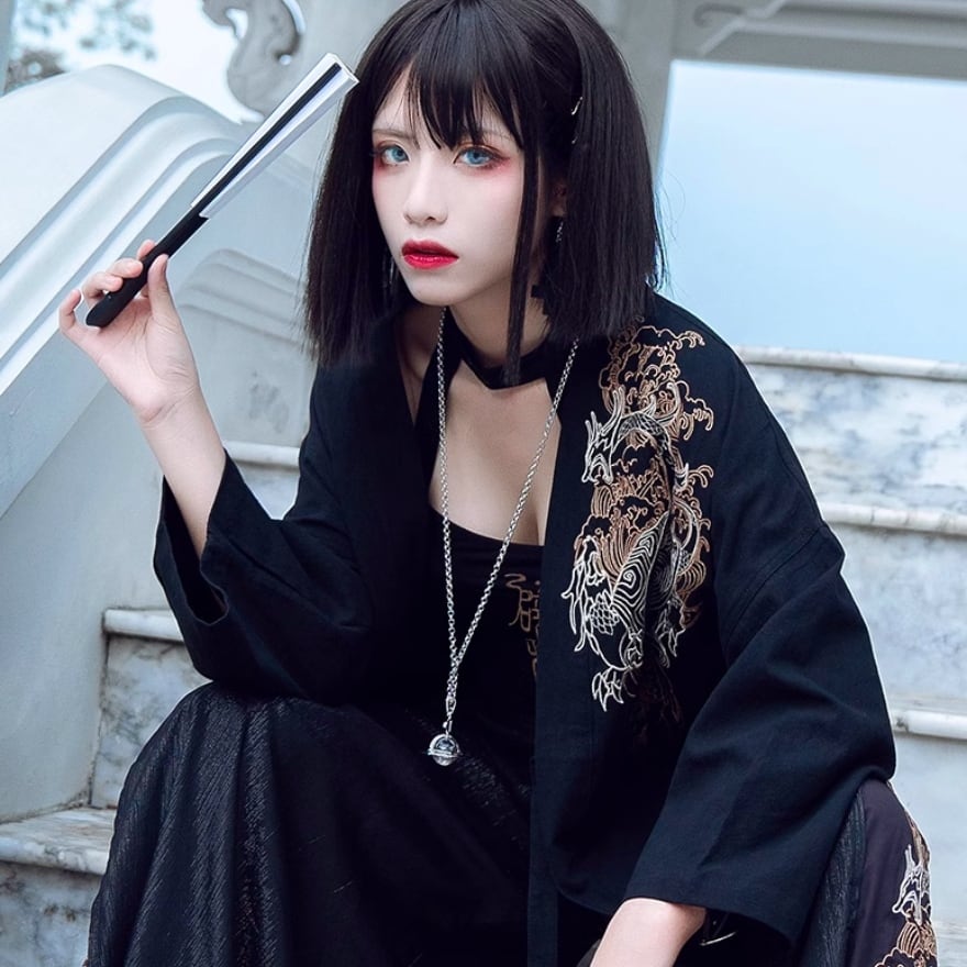 サブカル 服 地雷系 通販 キャミソール チャイナ風 刺繍 レトロ チャイナ服 中華風 闇かわいいバンギャ かっこいい