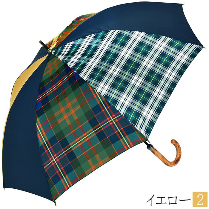 傘 レディース 65cm 長傘 雨傘 大人 かわいい HATCHIBRAFOR 65×8タータンチェック メープルハンドル 日本製 手開き式