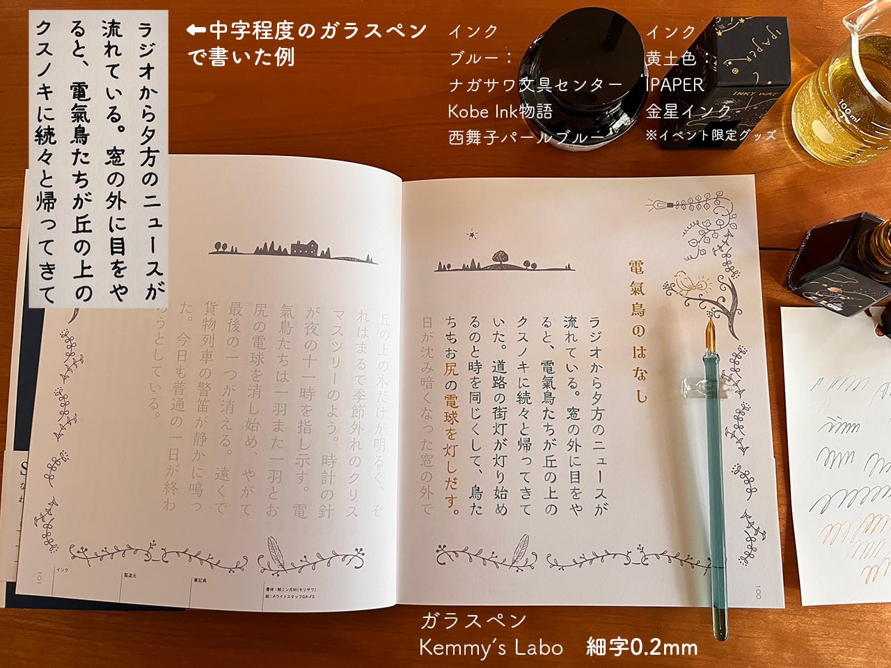 ガラスペンでなぞる ツキアカリ商店街 | 九ポ堂