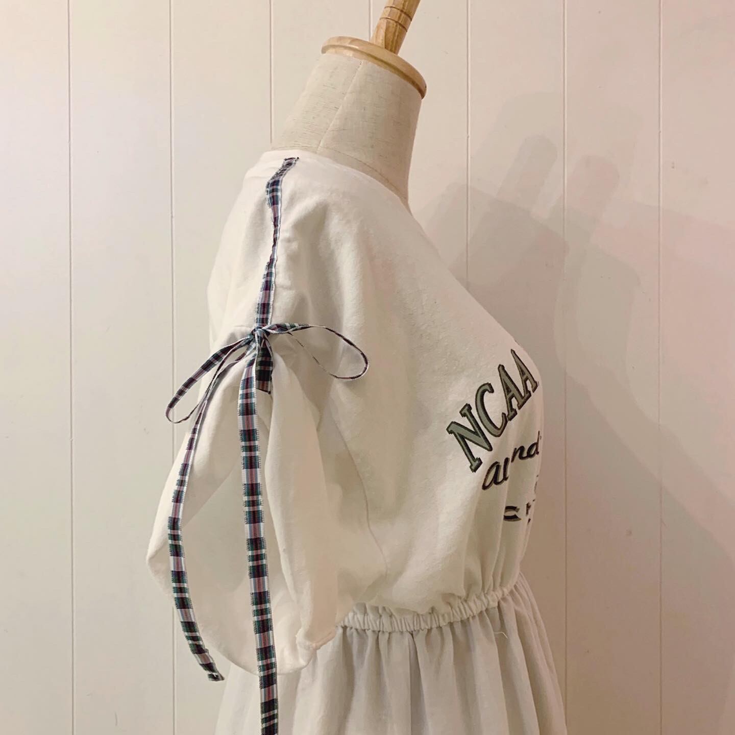 remake / check ribbon sports T one-piece