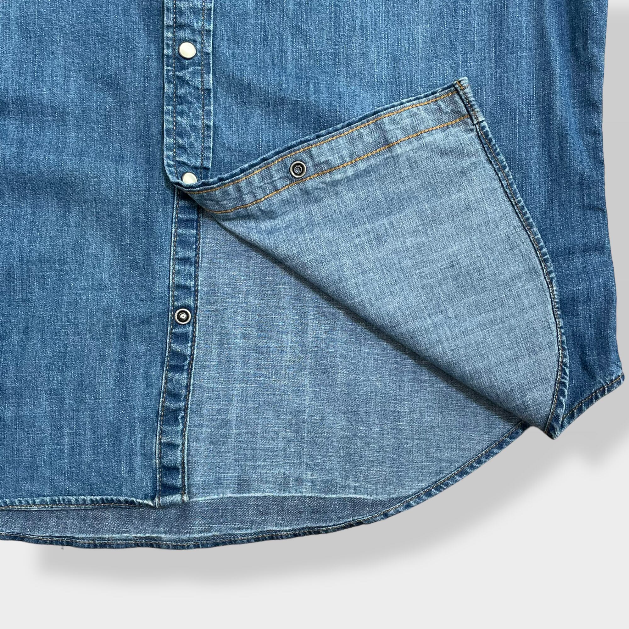 GAP】デニムシャツ 長袖シャツ フラップポケット 雰囲気系 ダメージ