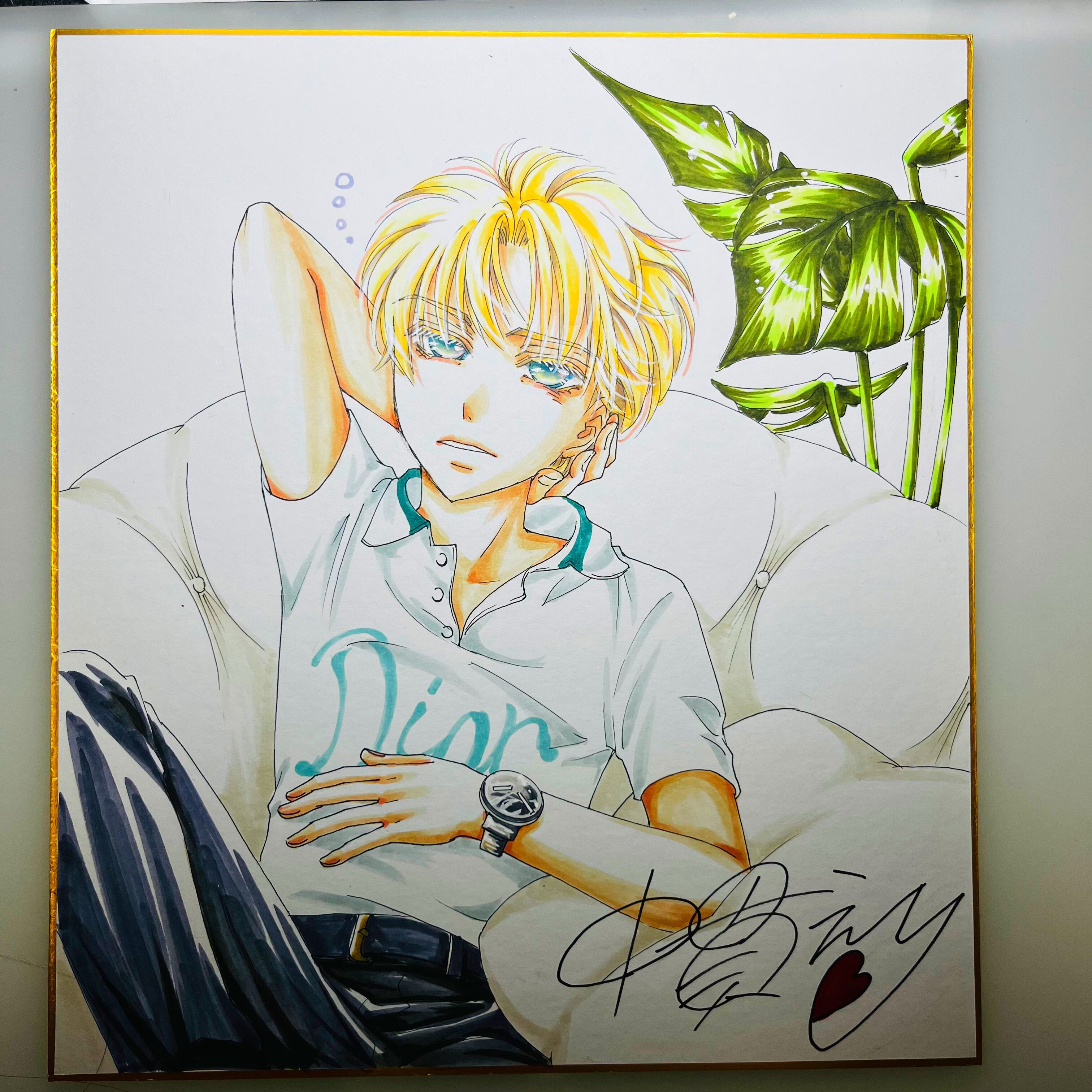 直筆イラスト色紙 輝（オフ） | 中貫えりSHOP