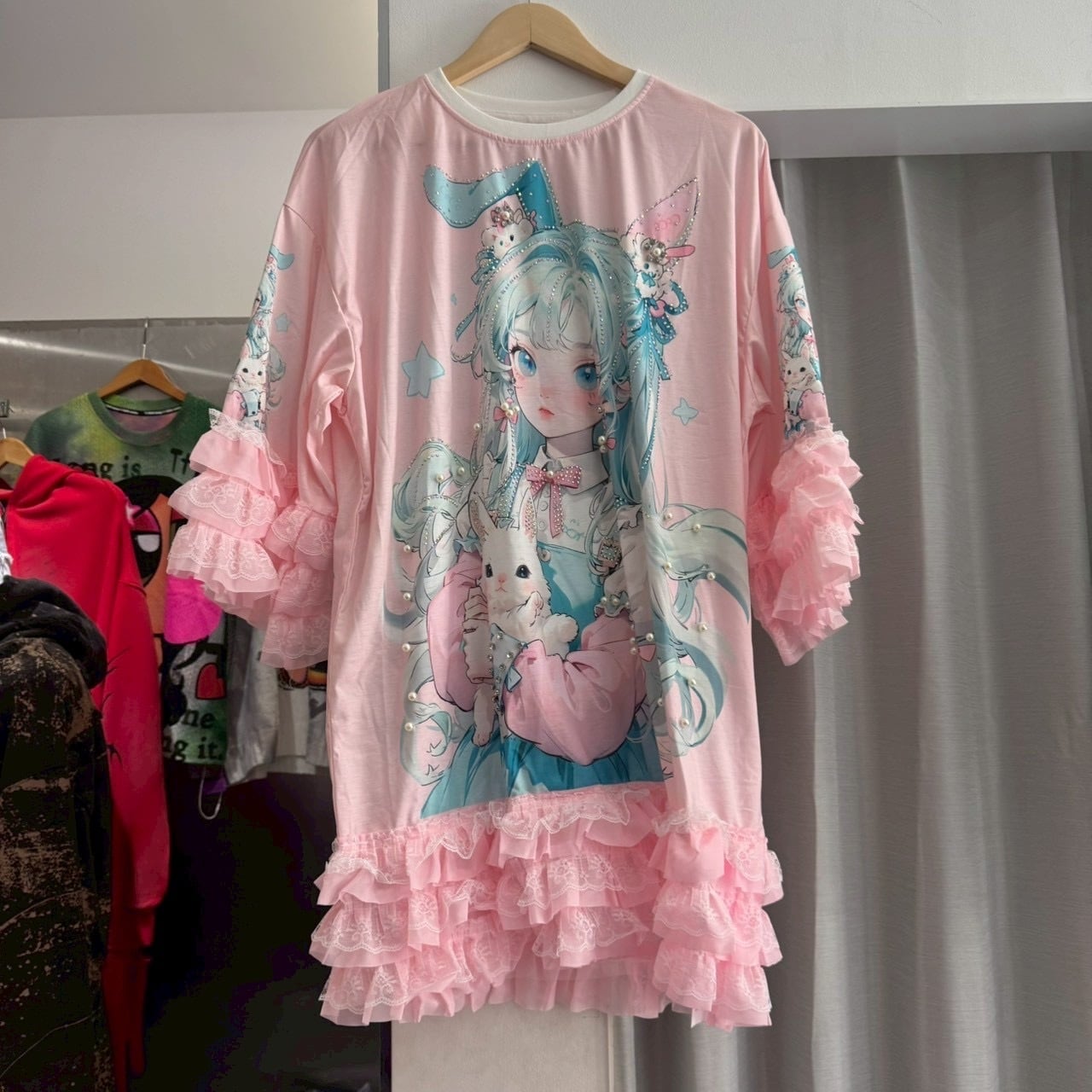 PSYNYXX select GIRLSボンボン付 tshirts | 韓国系ユニセックスTHICC