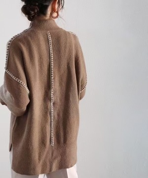 配色ステッチ入り　ニットプルオーバー　AJ1102-8093