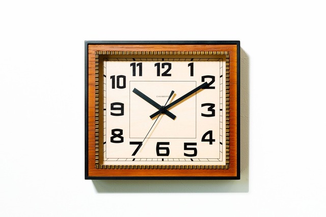 BRASS RECTANGLE CLOCK   -WOODDIAL -  / CAFE BROWN