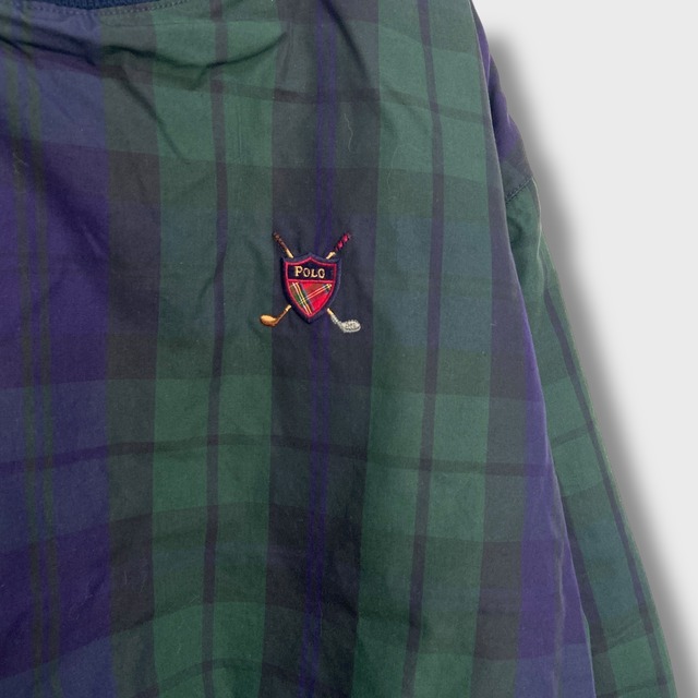 90s USA製ラルフローレン　ブラックウォッチ柄プルオーバー　フリースライナー