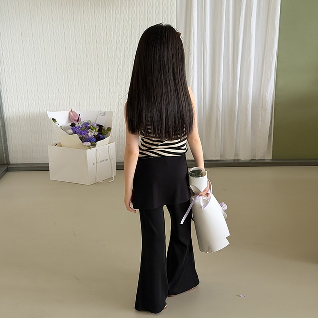 【KID】アイボリーストライプノースリーブTシャツ - 7