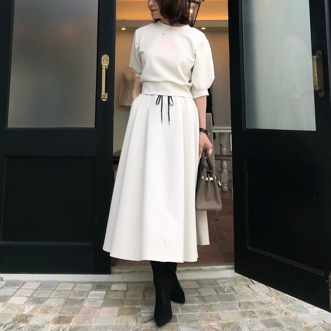 SYSORUS × akko3839 レクチュールタックフレアスカート 450-26581  