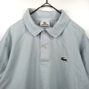 ラコステ　ポロシャツ　半袖　刺繍ロゴ　シェルボタン　ライトブルー　4サイズ