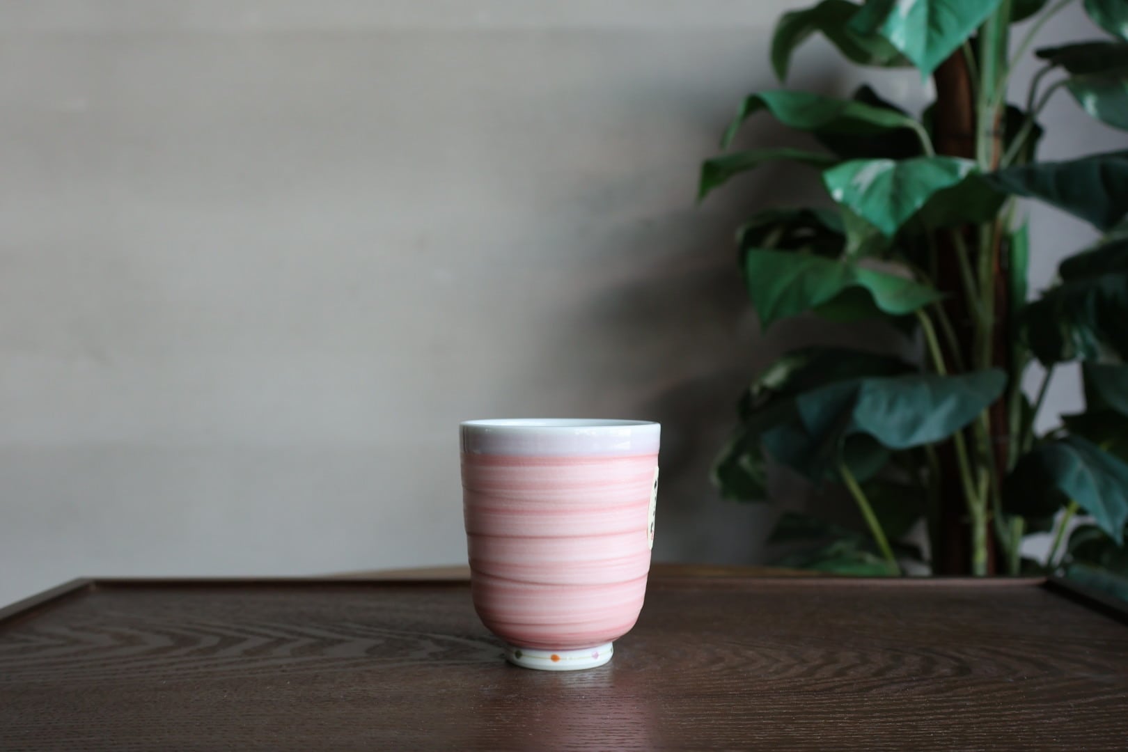 波佐見焼 カラードット軽量湯呑 小・桃