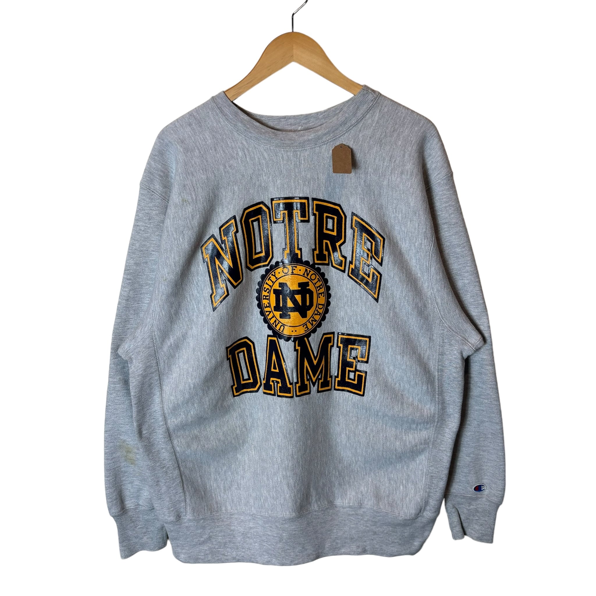 Champion 80s トリコタグ NotreDame reverse weave ラバープリント XXL No.935