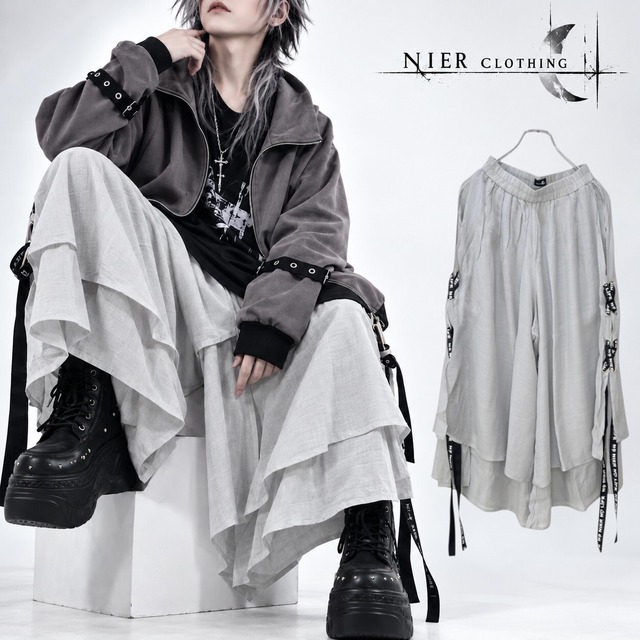 《新作ボトムス半額SALE》DRAPE VOLUME WIDE GRAY PANTS