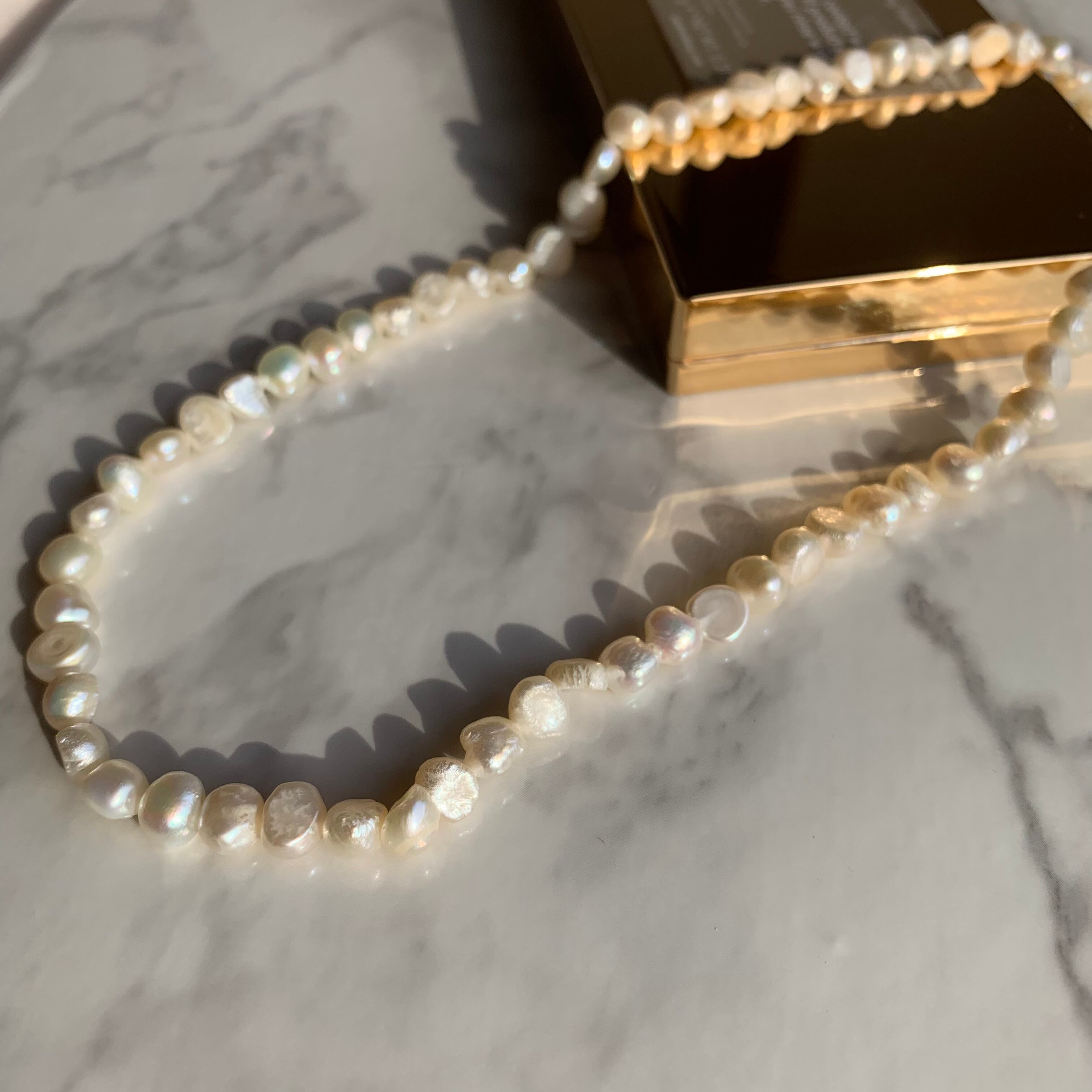 淡水コインパール ネックレス&ブレスレット 、コンバーチブルで66cm-