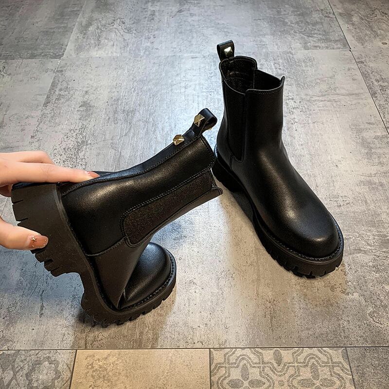 薄手ブーツオータムブラック 靴 シューズ 秋物 フェイクシューズ94881834963