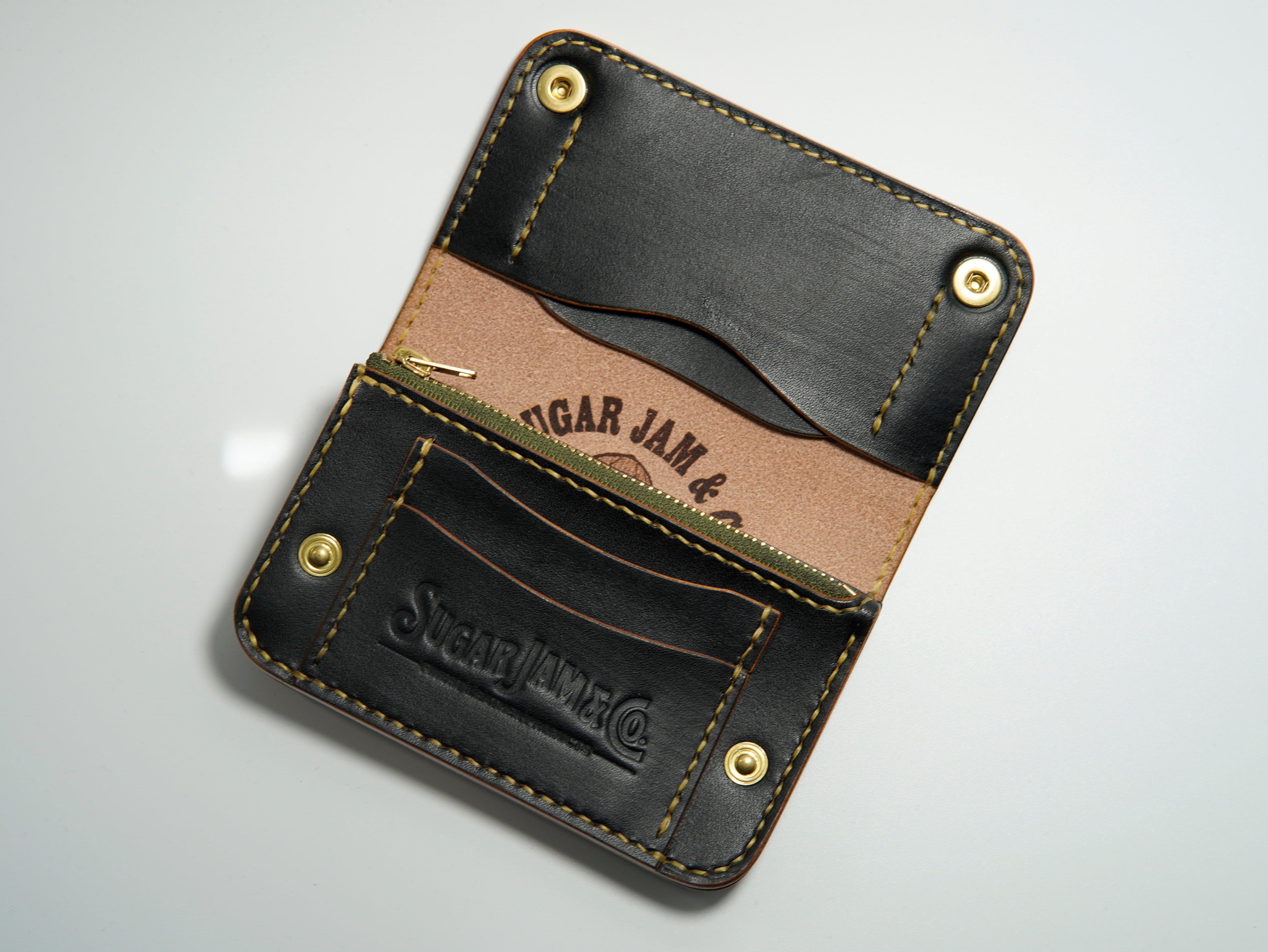 SUGAR JAM & CO. 黒い財布　栃木レザー　2回使用　チェーン付　美品 SugarJam &Co