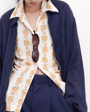 1970s CELINE - floral silk jersey shirt