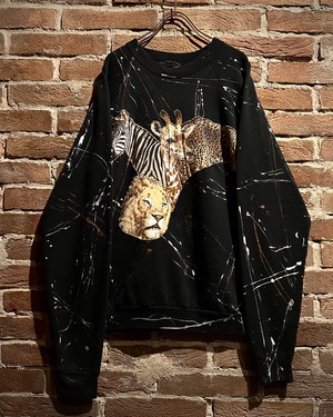 【Caka act3】Dripping × Animal Design Vintage Loose Sweatshirt