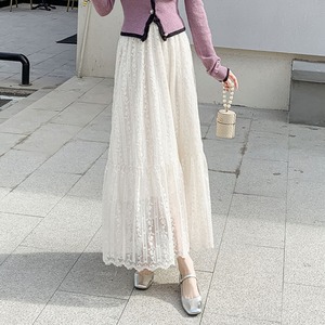 総レース 切り替え フレア スカート 10219