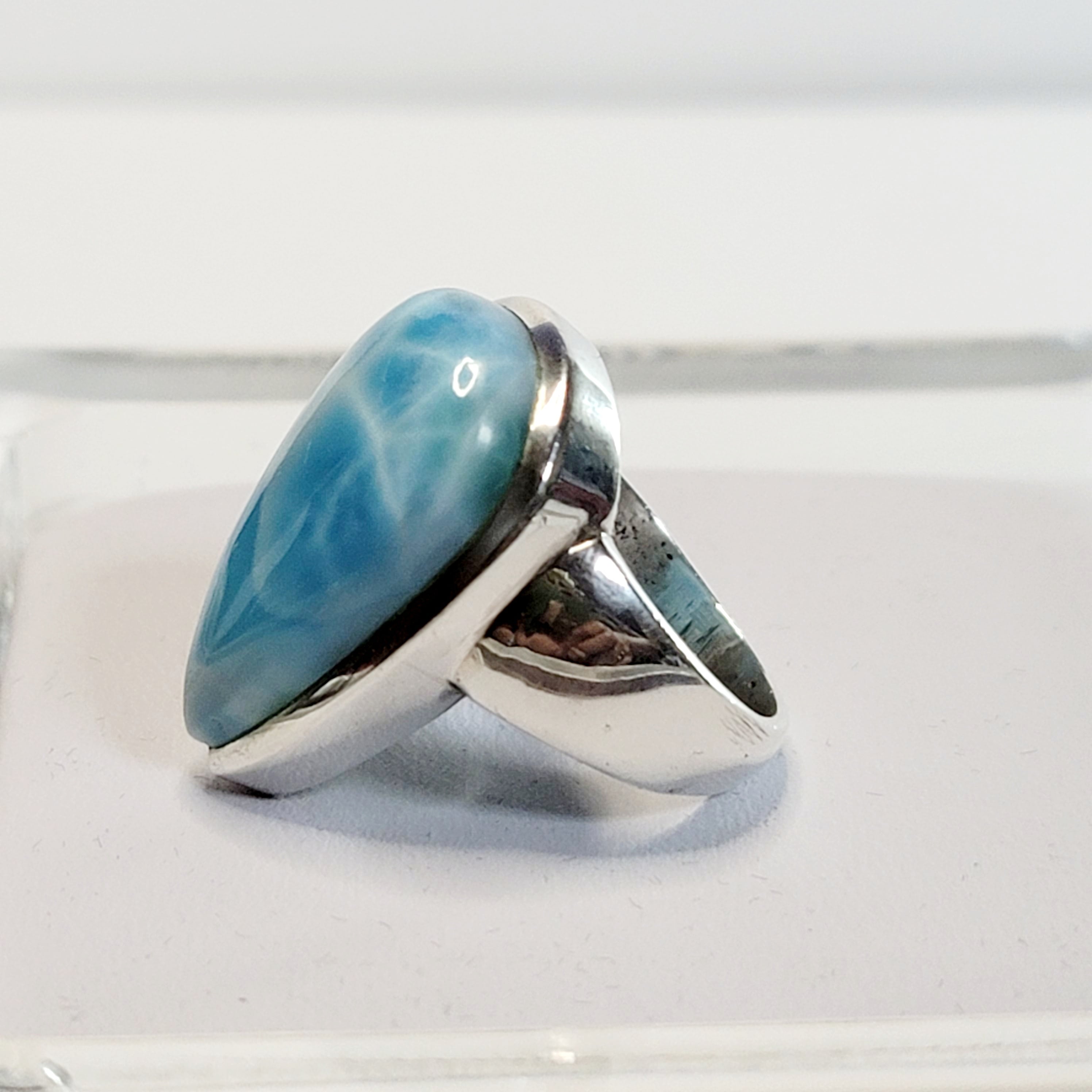 高品質 ラリマー 大粒リング 18号 silver925 天然石 | mermaid stone 