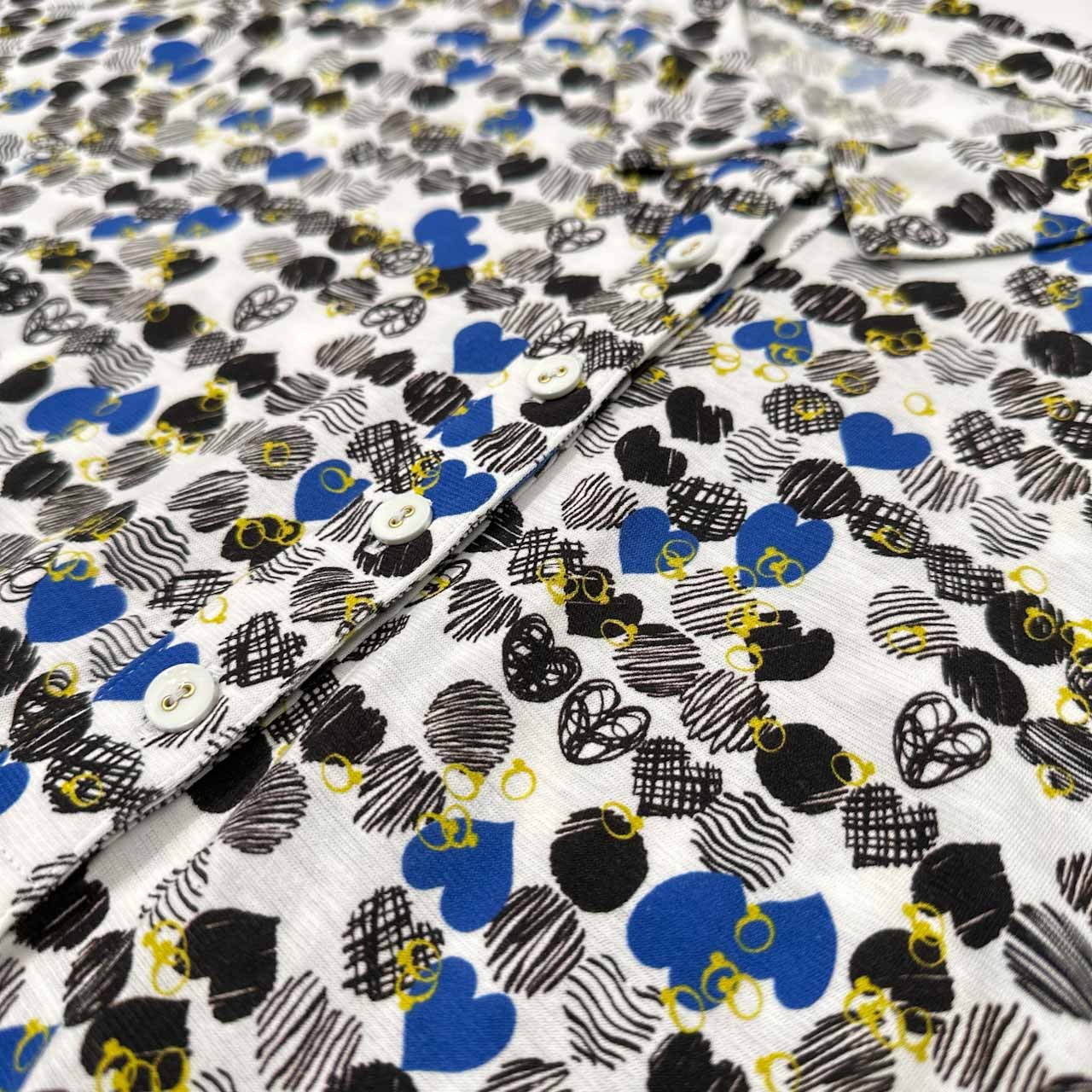 美品 Leilian レリアン ハート柄 総柄 半袖 ポロシャツ サイズ 15+ /レディース/日本製