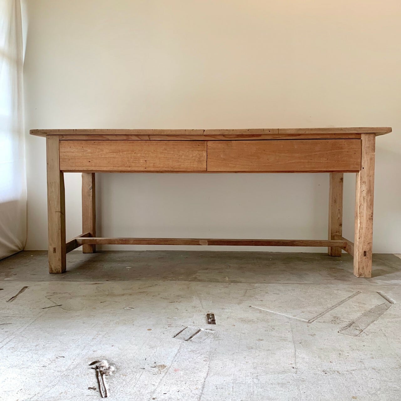 引出し付テーブル　作業台　古家具