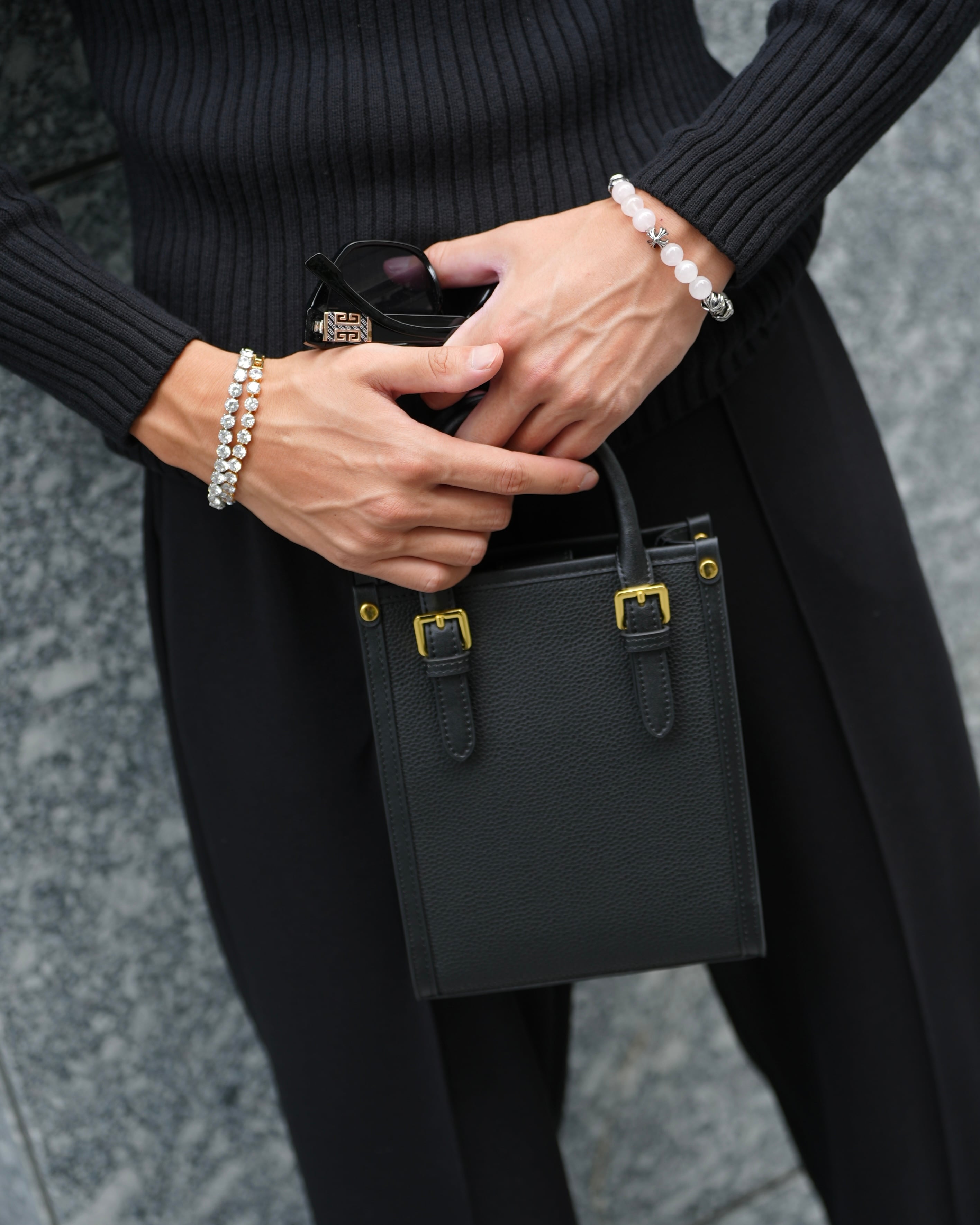 LUXURY LEATHER GOLD BAG 本革ベルト付き BLACK【BLB-26002】 | BELINDA
