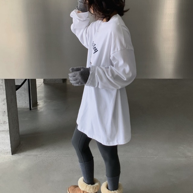 oversized print long sleeve t-shirt J00041