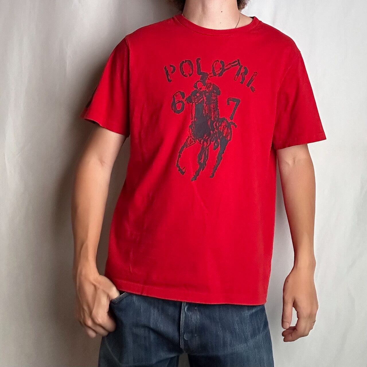 T*M様 Ralph ラルフ Ralph ラルフローレン 水墨画風プリント Tシャツ 赤 古着 | RUFFY