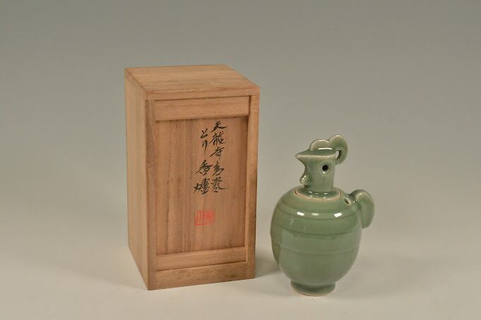 天龍寺青瓷 青磁 鳥香炉 二代 加藤渓山 とり 京焼 京都 日本陶磁 日本 