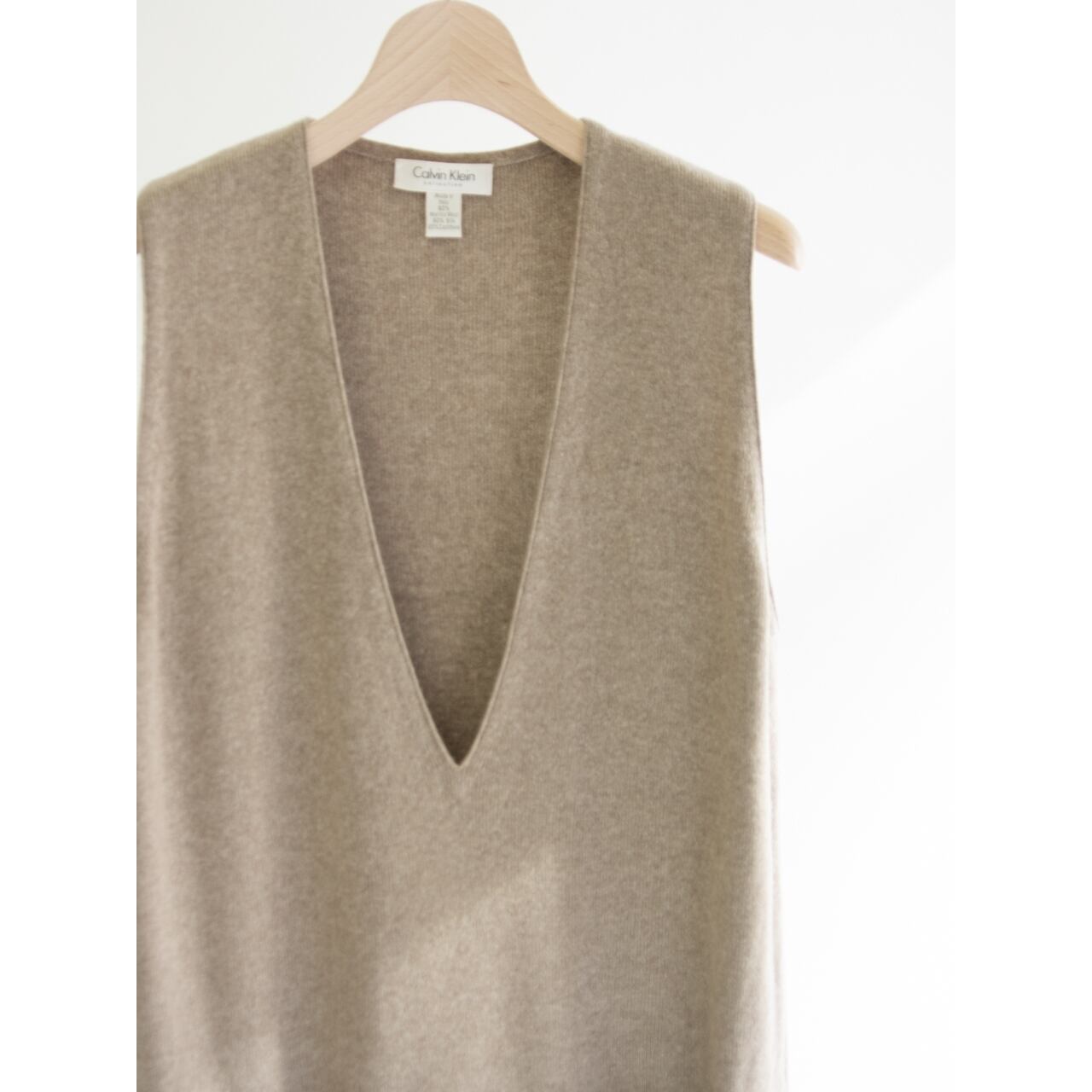 【Calvin Klein collection】Made in Italy 90's Wool-Silk-Cashmere Sleeveless Knit Pullover（カルバンクラインコレクション イタリア製ウールシルクカシミヤ ノースリーブニットプルオーバー  ベスト）