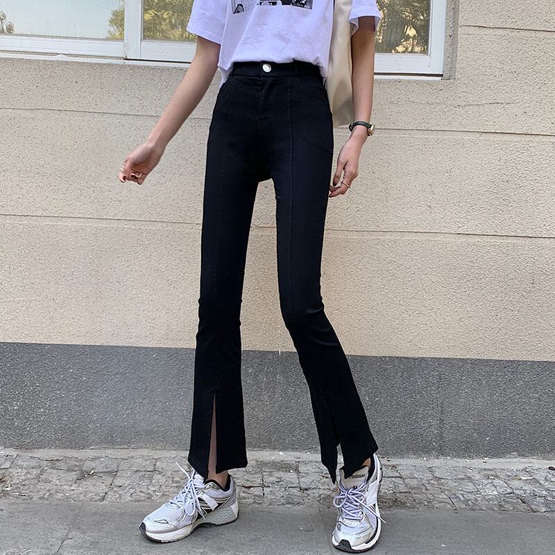 ブラックジーンズ スプリングハイウェスト薄手パンツ レッド 春物 1号婦人67658867179