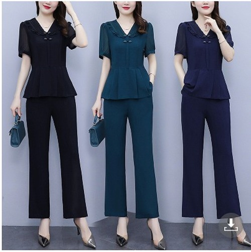 【大きいサイズL-5XL】ファッション/上下セットトップス♪ブルー/ブラック/グリーン3色展開◆#sets-281267