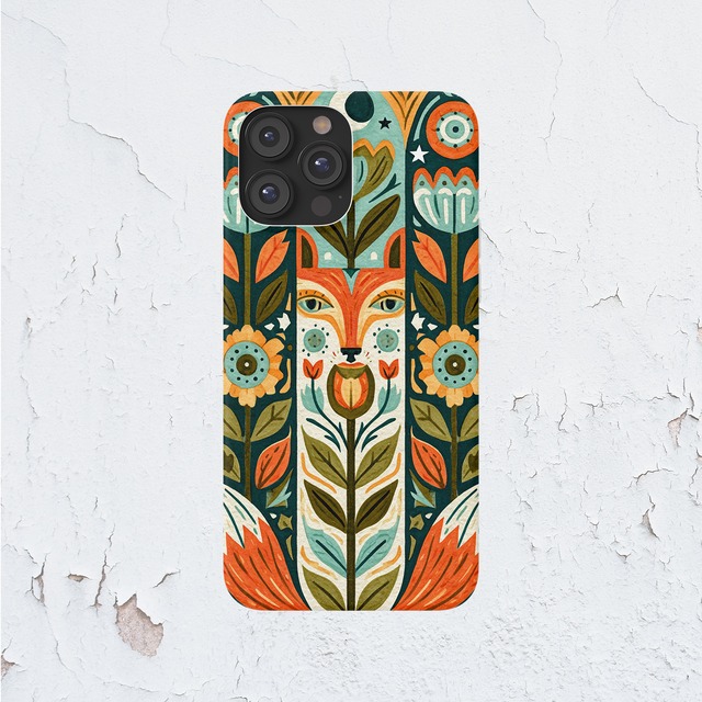 受注生産 iPhoneケース 花と小鳥の民芸ツリー｜フォークアート PSYF015A