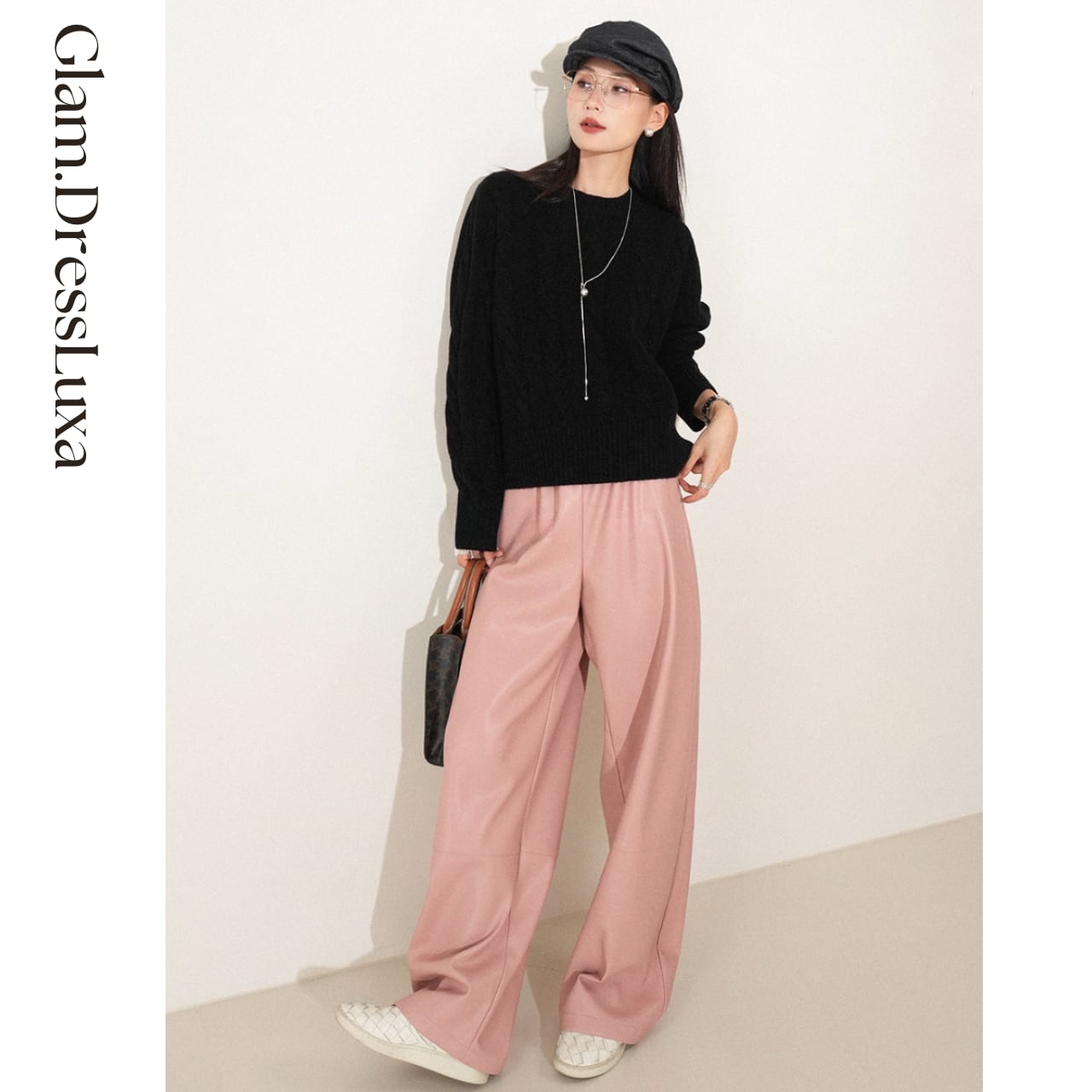Fake Leather Wide Pants/2color_P436