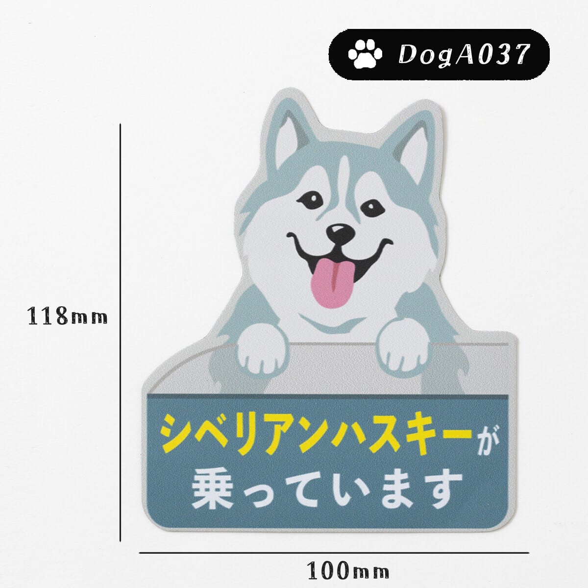ドッグマグネットステッカー シベリアンハスキーが乗っています