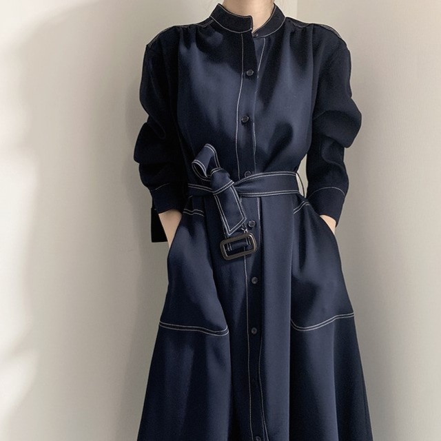 ステッチロングシャツワンピース 00182