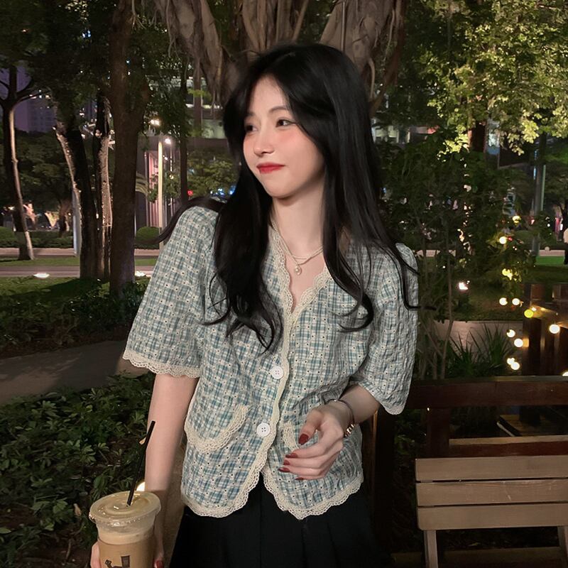 スリーブシャツ サマー薄手Vネックトップス 夏物 スーパーモール20852602985