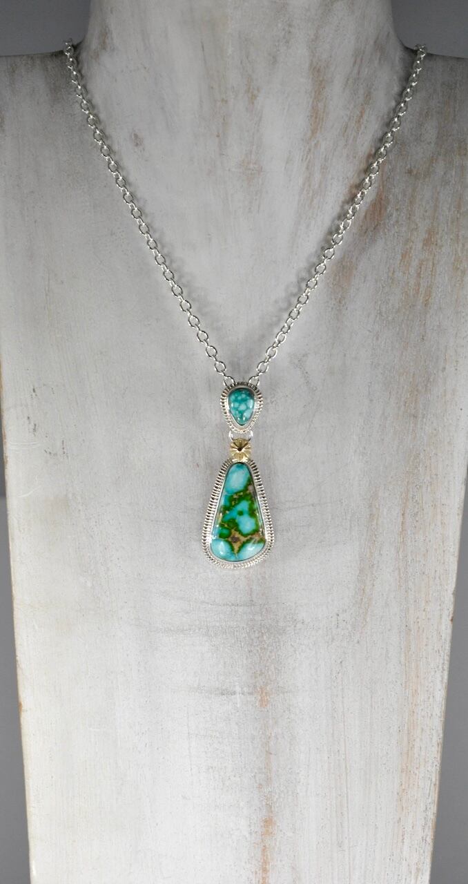 Sonoran Gold & White Water 18k concho pendant top | Sunset＆Eagle 