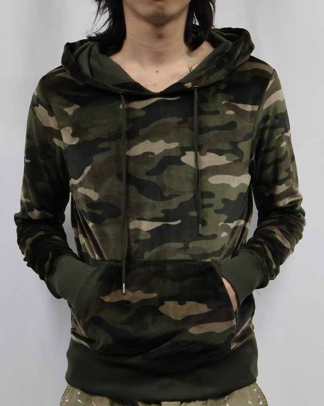 velor camo pattern hoodie