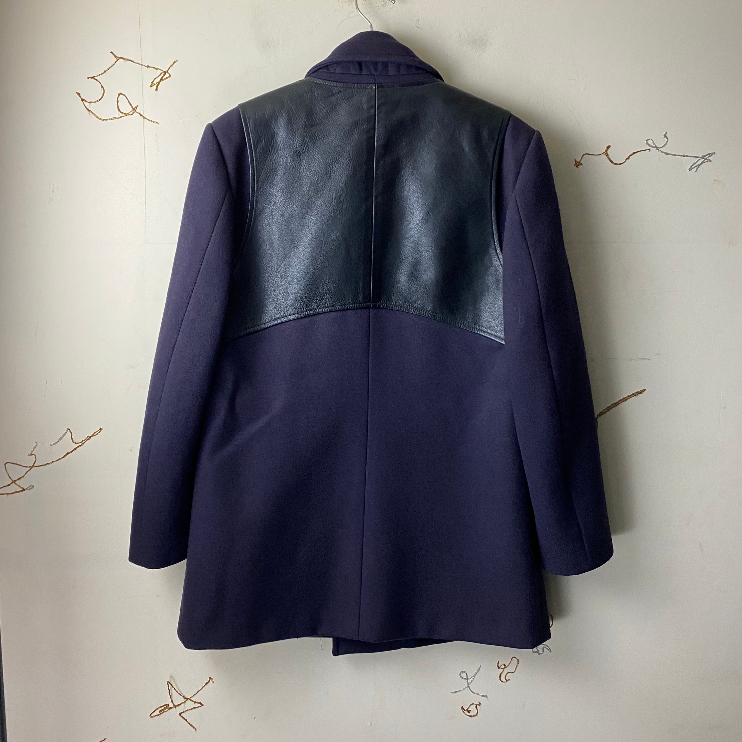 GIVENCHY by riccardo tisci leather switching wool coat | NOIR ONLINE