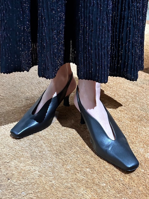 【24SS】Mame Kurogouchi マメクロゴウチ / Curved Line Sling Back Heels