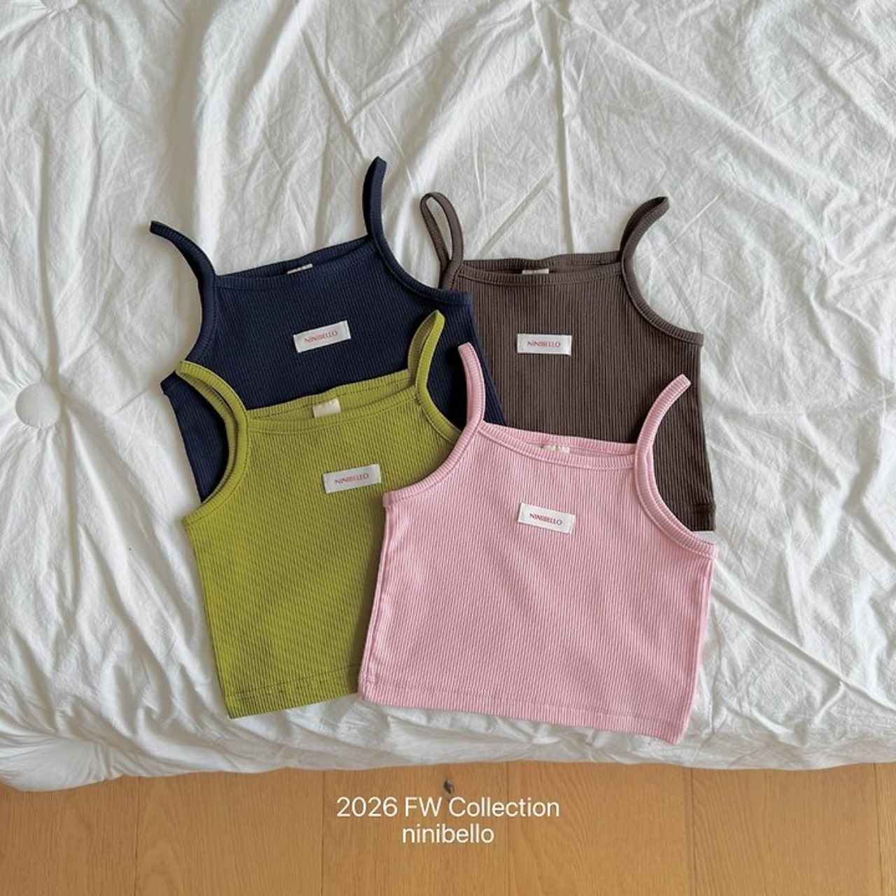 韓国子供服 / ninibello / Vive Ribbed Sleeveless Top / トップ *XS~XXL*
